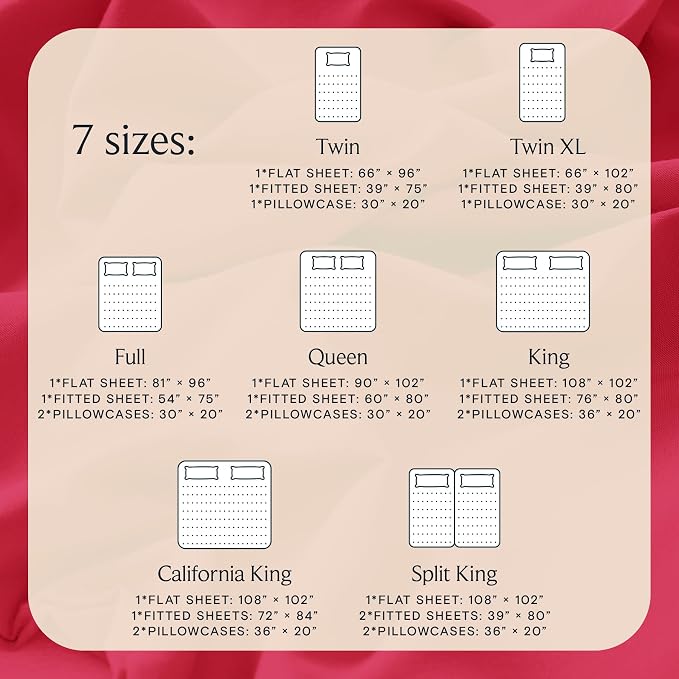 LuxClub Queen Size Sheet Set, Cooling & Soft Deep Pocket Bed Sheets, 4PC | LuxClub Silky Fitted Sheet & Pillowcase Sets, Breathable Hotel Luxury Bedding for Mattress Wrinkle Free, Red