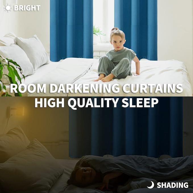 BGment Steel Blue Blackout Curtains for Bedroom 63 Inch Long - 2 Panels | Grommet Top, Black Out, Room Darkening, Sunblock, Thermal Insulated, Window Drapes for Kids Boys Room, 42x63 Inch