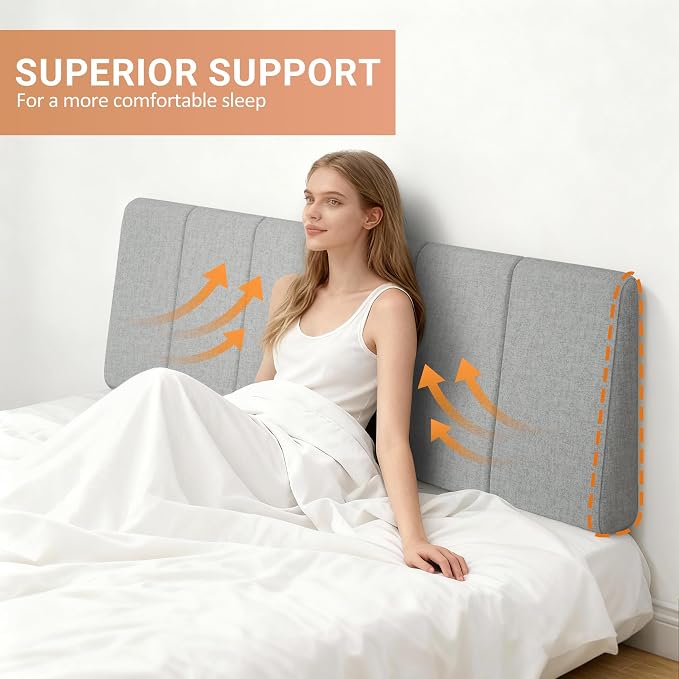 Queen Size Headboard Only-No Assembly Required, Light Gray | Easy to use no assembly required, Linen fabric and extra-thick foam for added comfort, Modern style headboard queen size