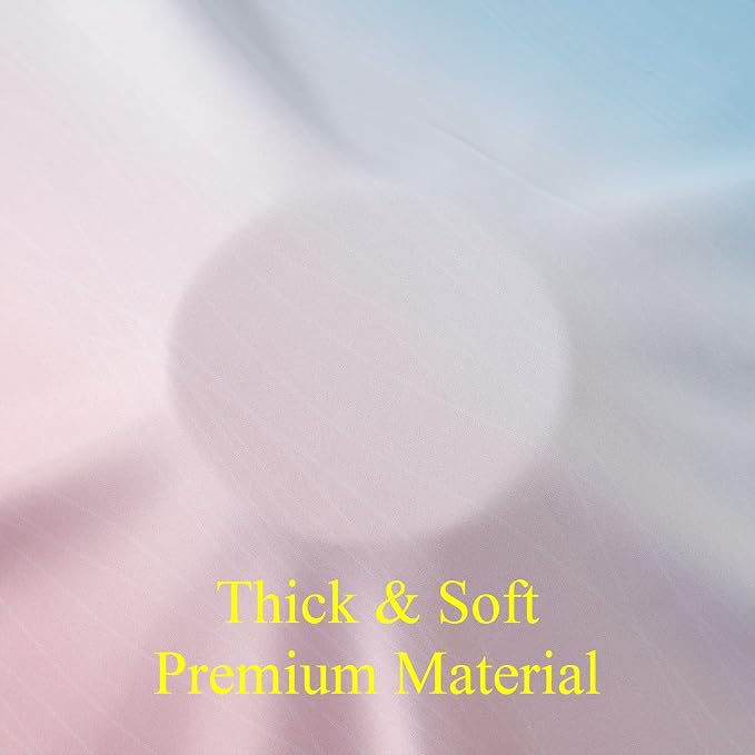 Pink and Blue Ombre Curtains for Bedroom 63 Inch Long | Room Darkening Curtains for Living Room,Wave Line Pattern,Thermal Insulated,Light Blocking Grommet Drapes,52x63 Inch,2 Panels