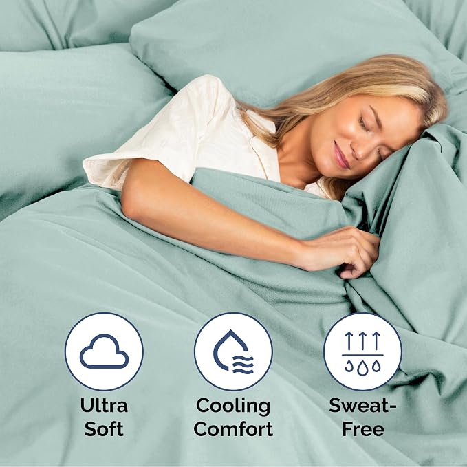 Queen Size 4 Piece Sheet Set - Ultra Soft & Cooling Bed Sheets - Light Teal | Fits 8 Inch to 16 inch Mattress, Wrinkle Free & Fade Resistant with Deep Pockets, Breathable, Comfy Hotel Luxury Bedding