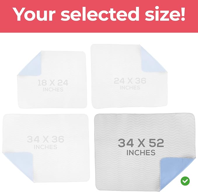 4 Pack Waterproof Reusable Heavy Absorbency Incontinence Bed Pads 34"x52" | Utopia Bedding Washable Underpads, Chuck Pads for Adults, Kids, Elderly and Pets, Bedwetting Pads for Sofa and Couch, White