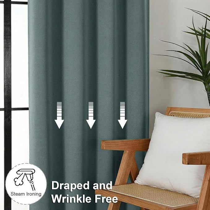 Simplebrand Dark Green Blackout Curtains for Bedroom 96 Inches Long 2 Panels, Solid Thermal Insulated, Energy Saving Living Room Window Treatment Curtains Blackout Drapes, W50 x L96 Inch, Dark Green