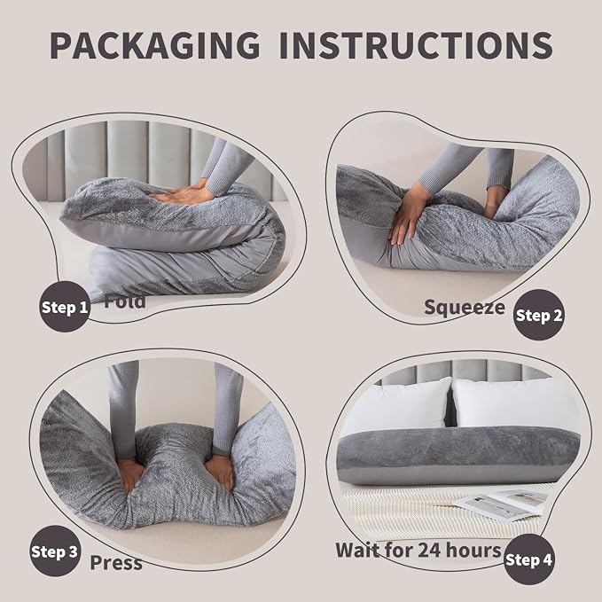 WhatsBedding Memory Foam Body Pillow with Cover, Long Bed Pillow for Adults | Removable Plush Fuzzy Envelope Closure, Firm Support for Side Sleepers, Reading & naps, Large Size Fits All, Relieves Pain