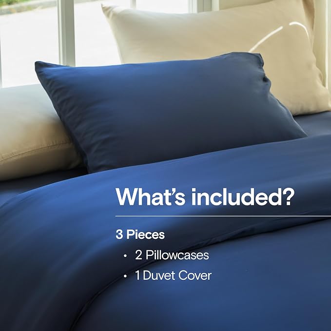 DOZ Duvet Cover Set, 100% Viscose derived from Bamboo, Organically Grown, Buttery Soft, Cooling Duvet Covers, High GSM, 1 Duvet Cover and 2 Pillowcases, 106"x90" (Sapphire, King/Cal King)