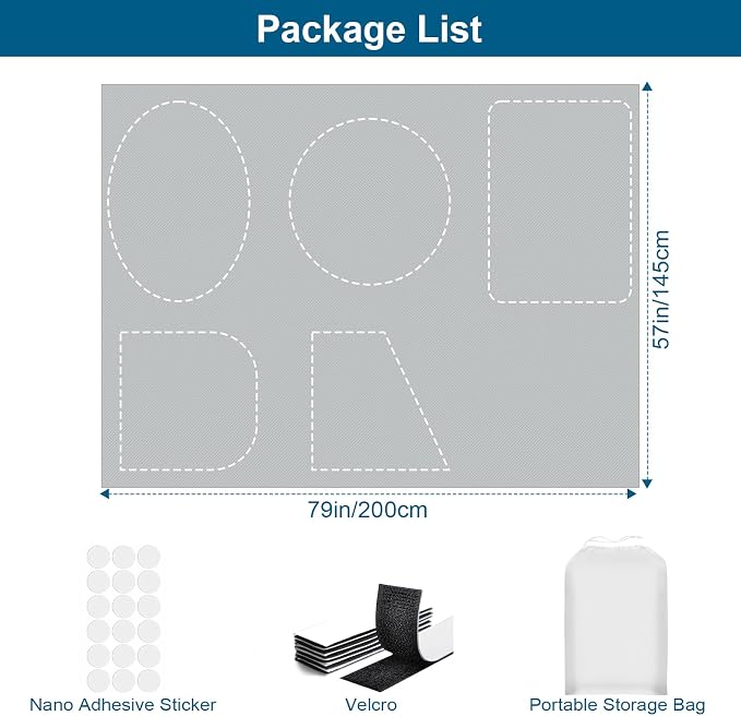 100% Blackout Curtains for Bedroom, Portable DIY Window Blinds, No Drill Window Shades & Blackout Blinds with Stickers & Tabs for Travel, Dorm Room, Media Room (Grey, 79" x 57")