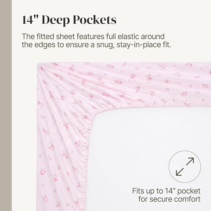 Modern Threads Silky Soft Microfiber and Wrinkle Free Sheets - Luxurious Microfiber Bed Sheets Includes Flat Sheet, Fitted Sheet with Deep Pockets, & Pillowcases Blush, California King