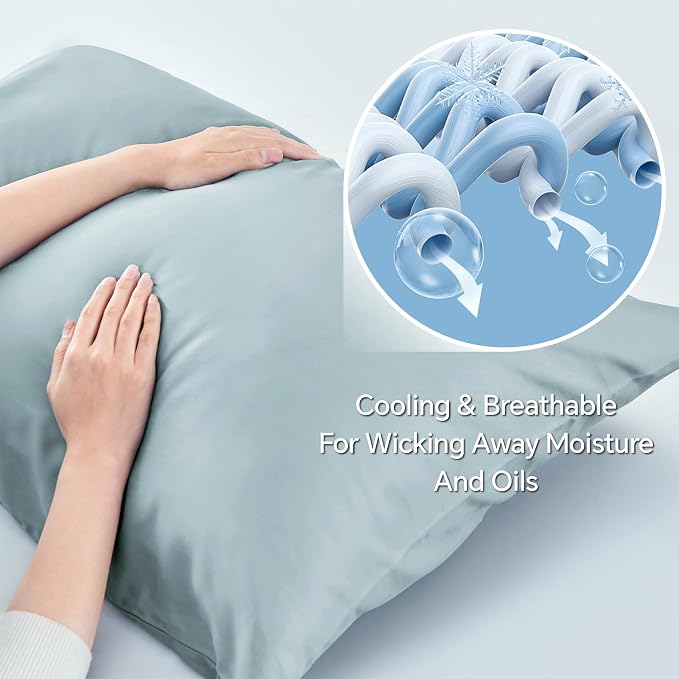 BEDELITE Body Pillow Pillowcase, Rayon from Bamboo, Haze Blue, 20"x54" | Cooling and Breathable Body Pillow Cover for Hot Sleepers & Night Sweats, Silky Soft Full Long Pillow Case, Envelope Closure