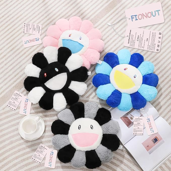 FIONOUT Sunflower Plush Pillow, Soft Floor Cushion, Cute Room Decor, 15.7in, Pink-b | Soft Plush Flower Cushion With Vibrant Color Combination, Ideal For Bedroom Decor, Sofa Styling And Everyday Comfort.