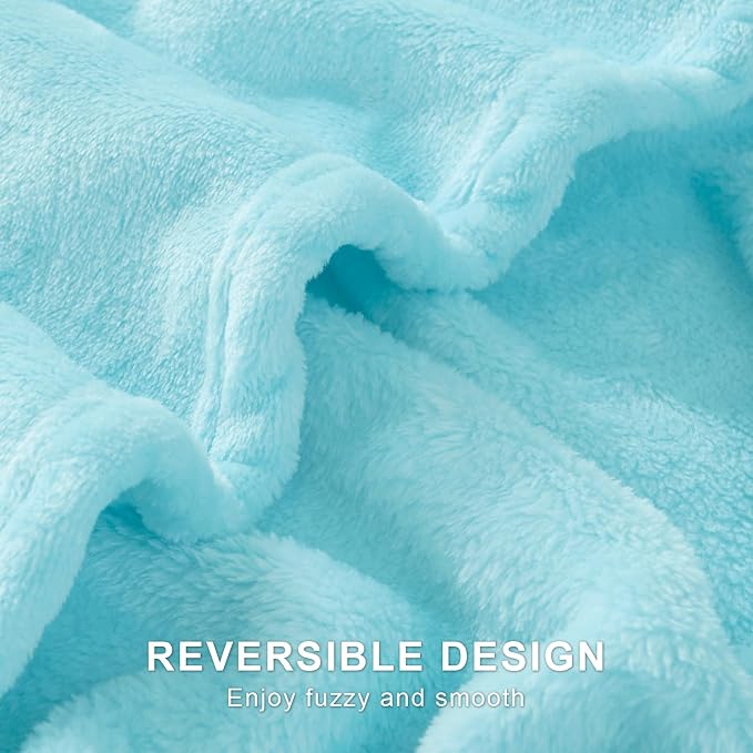 Hansleep King Robin Egg Blue Fleece Blanket, Soft Flannel Bed Blanket | Fuzzy Cozy Blanket 90x108 Inches, Multi-use for Bed, Sofa, Couch, Travel, Camping, All Season Warm Lightweight Cover