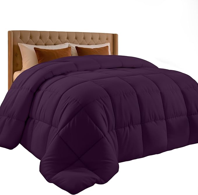 Utopia Bedding Comforter King Size, Duvet Insert, Plum, 90 x 102 Inches | Soft and Fluffy Down Alternative Bed Comforter, All Season, Breathable, Corner Tabs, Box Stitched, Durable, Machine Washable