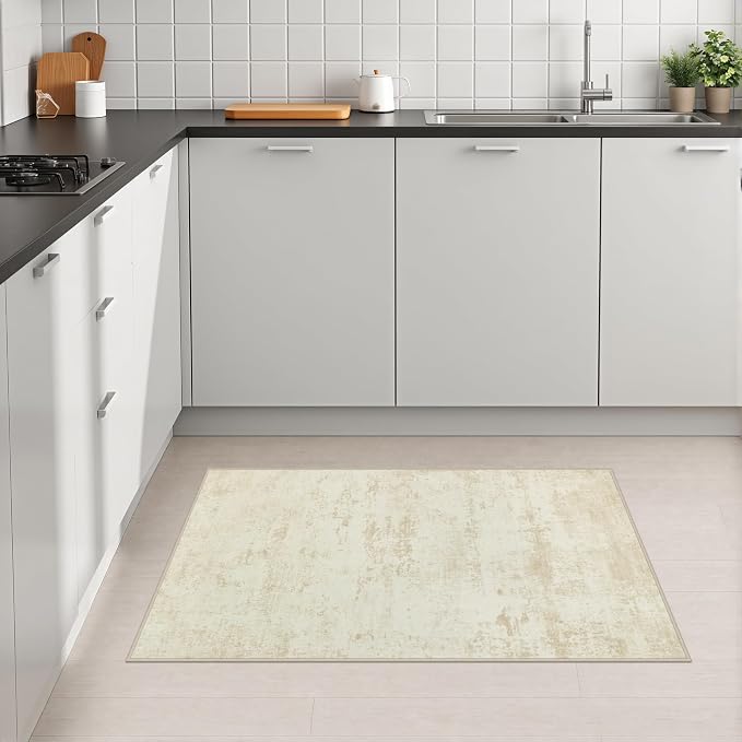 2x3 Washable Entryway Rug: Modern Abstract Indoor Soft Carpet Beige | For Entrance, Bedroom, Kitchen, Laundry, Bathroom,Door Mat,Modern Abstract,Machine washable,Non-Slip,Stain Resistant,Indoor