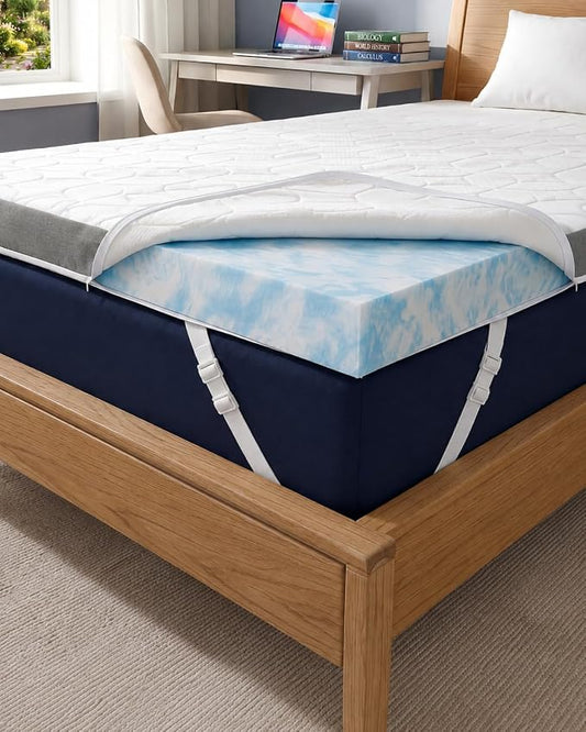 Mattress Topper - 3 Inch Memory Foam Mattress Topper with Cover - Twin | Cooling Cover for Hot Sleepers, Plush, Thick & Comfy, Pain & Pressure Relief, Mattress Pad with Straps & Washable Cover