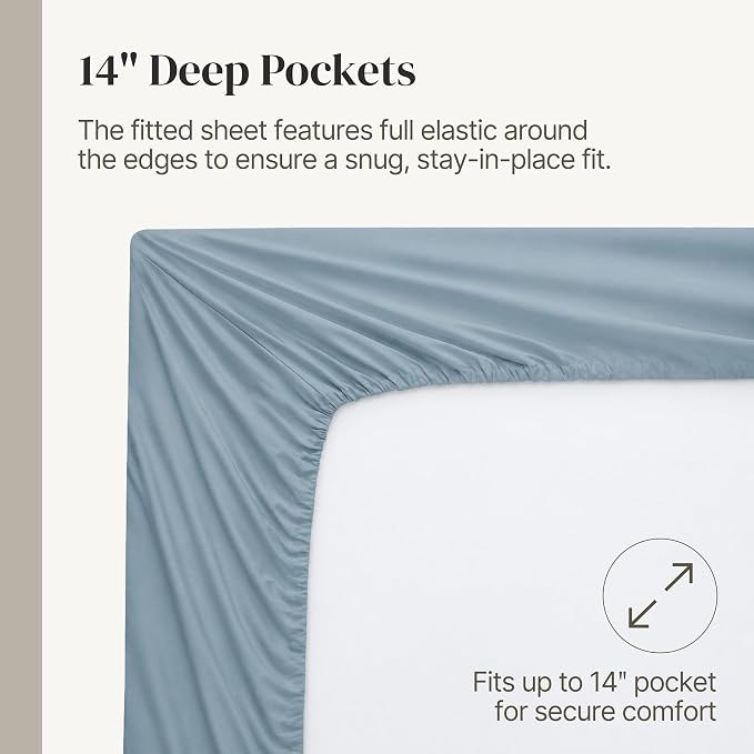 Modern Threads Soft Microfiber Solid Sheets - Luxurious Microfiber Bed Sheets - Includes Flat Sheet, Fitted Sheet with Deep Pockets, & Pillowcases Ocean Queen