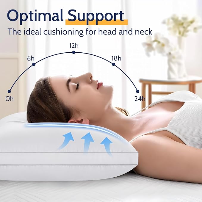 ROUMEA Pillows Standard Size Set of 2, Bed Pillows for Sleeping 2 Pack, Luxury Hotel Quality, Supportive Standard Pillows with Soft Down Alternative for Back Stomach Side Sleepers, Machine Washable | Luxury Hotel Quality, Supportive Standard Pillows wi...