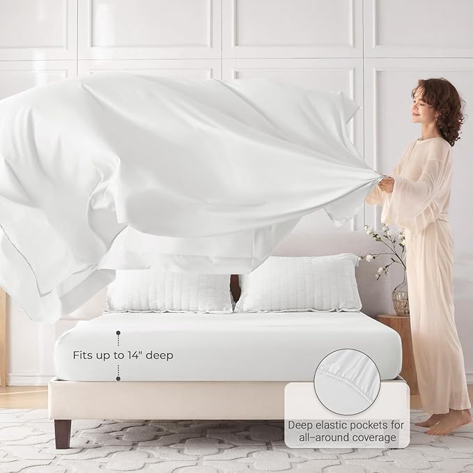 5 Pieces Twin Comforter Set, Seersucker Bed in a Bag Twin Size, All Season Luxury Bedding Set with Comforter, Flat Sheet, Fitted Sheet, Pillowcase & Sham, White