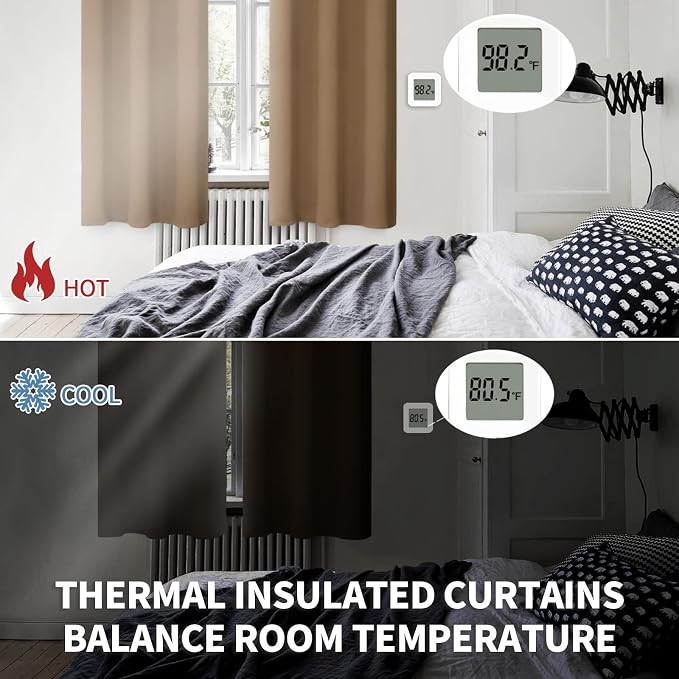 BGment Taupe Blackout Curtains for Bedroom 45 Inch Long - 2 Panels | Grommet Top, Black Out, Room Darkening, Sunblock, Thermal Insulated, Window Drapes for Kids Boys Room, 52x45 Inch