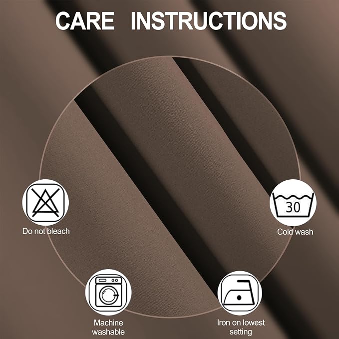 Chocolate Brown Blackout Curtains 34 x 84 Inch Length/Set of 2 Curtain Panels/Thermal Insulated Room Darkening Blackout Curtains for Bedroom