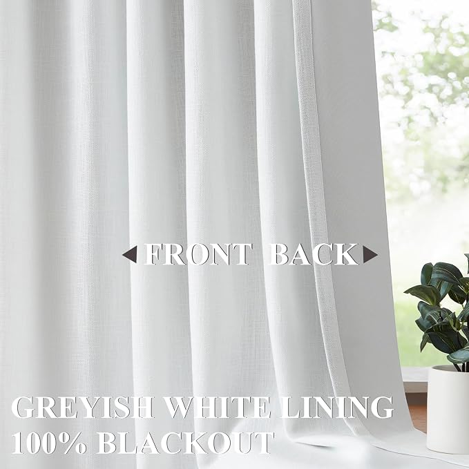Vision Home White Pinch Pleated Full Blackout Curtains Thermal Insulated Window Curtains 90 inch for Living Room Bedroom Room Darkening Pinch Pleat Drapes with Hooks Back Tab 2 Panel 40" Wx90 L