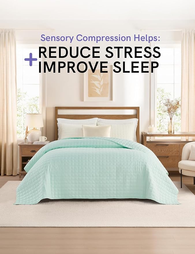 YnM 15lbs Weighted Blanket for Adults, Heavy Bed Throw Blanket with Cooling Glass Beads for All Season Use, Ideal for ~140lbs (60x80 Inches, Queen, Mint Green)