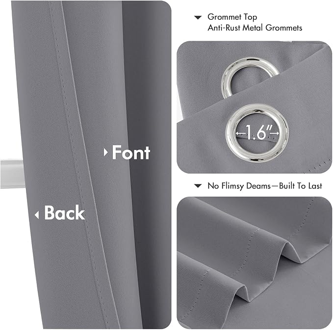 MIULEE Blackout Curtains for Bedroom 2 Panels 40 x 84 Inch Long Light Gray | Thermal Insulated, Living Room Darkening Grommet Drapes, Noise Reducing, Light Blocking Window Treatments