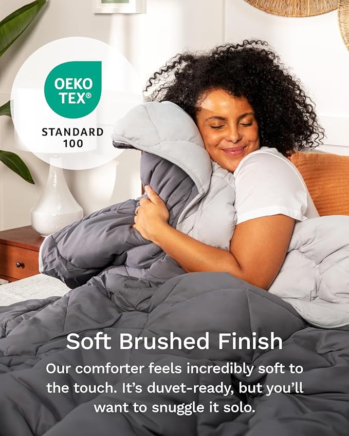 ViscoSoft Twin/Twin XL Reversible Comforter - Duvet Insert -Light/Dark Gray | All Season Cooling Lightweight Reversible Quilted Blanket - OEKO-TEX Certified - Down Alternative - Cloud-Soft