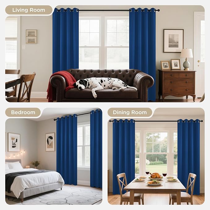 Joydeco Blackout Curtains 84 inches Long 2 Panels Set, Thermal Insulated Long Curtains & Drapes 2 Burg, Room Darkening Grommet Drapes for Bedroom Living Room Windows (W42 x L84 Inch, Royal Blue)