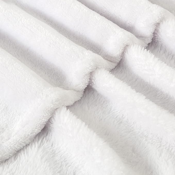 BEDELITE Fleece Blanket Soft Plush Queen Size Bed Blanket White 90"x90" | Ultra Soft Fleece, Plush Microfiber, Lightweight Warmth, All Season Comfort, Fade Resistant, Machine Washable,Perfect for Bed