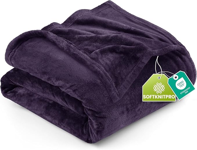 Utopia Bedding Ultra Soft Fleece Bed Blanket Full Size Purple (90x84 Inch) | Microfiber Plush Warm Lightweight Breathable Cozy Blanket Anti-Static, All Season Use, Gift for Women and Men