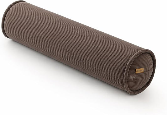 Corduroy Body Pillow for Side Sleepers, Cozy Cylinder Bolster Pillow for Bed & Sofa, Soft Hugging Support Pillow for Sleeping & Lounging, 39 x 7.87 Inches, Chocolate