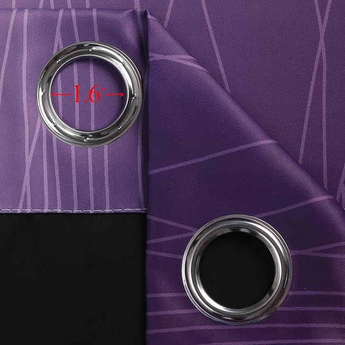 Black and Purple Ombre Blackout Curtains 63 Inch Length | Room Darkening Curtains for Bedroom, Thermal Insulated,Light Blocking,Grommet Window Drapes for Living Room,42Wx63L,2 Panels
