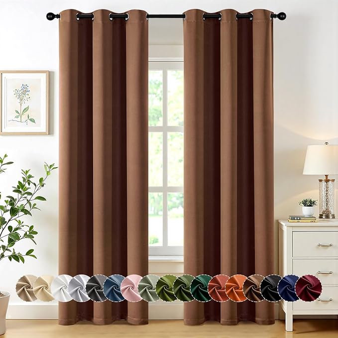 MIULEE Blackout Curtains for Bedroom 2 Panels 40 x 84 Inch Long Mocha Brown | Thermal Insulated, Living Room Darkening Grommet Drapes, Noise Reducing, Light Blocking Window Treatments