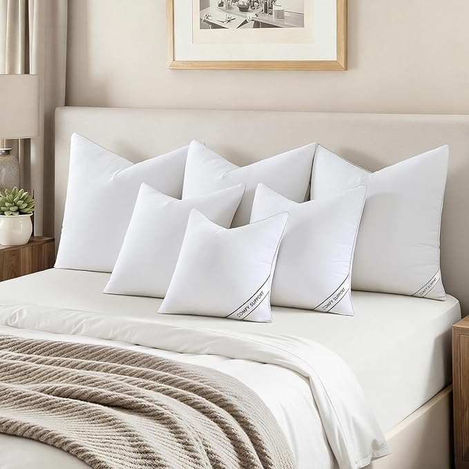 MIULEE 24x24 Pillows Inserts Pack of 2, Down Alternative Virgin Filling | Decorative Pillow Insert, Comfy Support Throw Pillows for Sofa Couch Bed