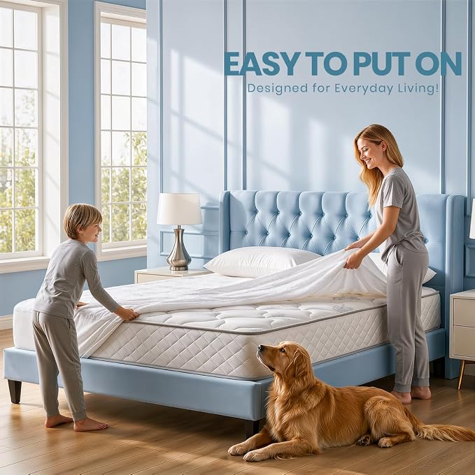 Waterproof Queen Mattress Protector 14 Pack fits Upto 17" deep Mattresses | Utopia Bedding 200 GSM Soft & Breathable Mattress Cover, Dirt-Proof, Noiseless, Machine Washable Fitted Sheet Style, White