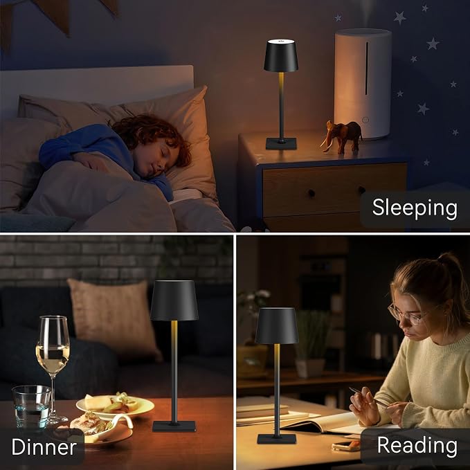 Yogaret 2 Pack Rechargeable Table Lamps,Cordless Lamp with 6000mAh Battery Operated, Portable Indoor/Outdoor Table Lamp for Patio Restaurant Home Dinner Dining Kitchen,Waterproof & Wireless | Portable table lights set of 2 wireless battery operated lam...