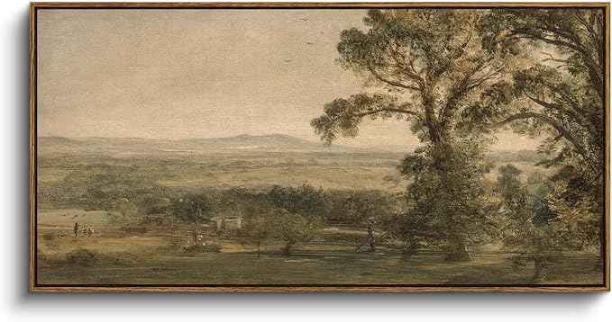 InSimSea Extra Large Framed Vintage Wall Art, Rustic Landscape, 20x40inch | Living Room Country Farmhouse Decor, Countryside Canvas Prints, Retro Long Picture for Bedroom Above of Bed