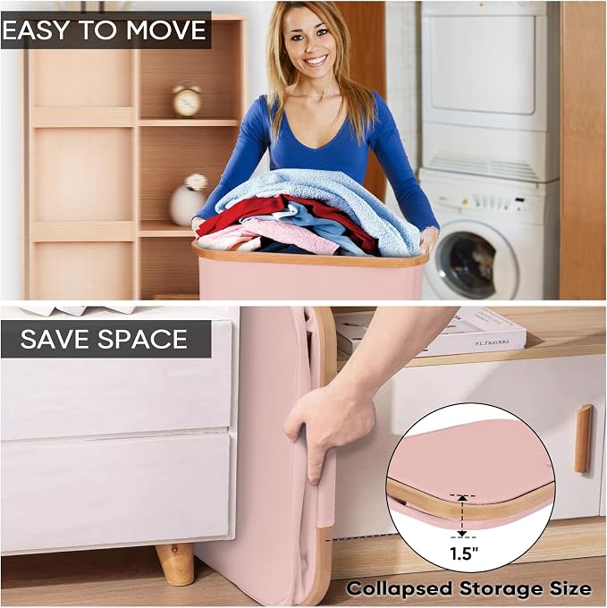 BALEINE 70L Laundry Hamper with Lid, Large Laundry Basket Bin | Large Capacity, Easy-Access Lid, Shape-Retaining Structure, Pull Handles, Ideal for Bedroom, Dorm, Laundry Room