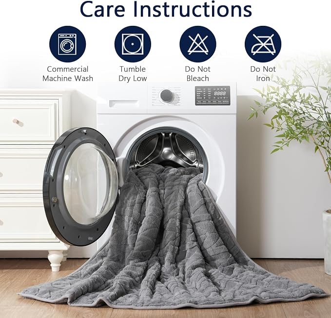 Mr. Sandman Weighted Blankets for Adults, Queen Size 60 x 80 Inches, 15lbs | Machine Washable; Soft Warm Sherpa Fleece; Fluffy Jacquard with Glass Beads; Heavy Throw for Sleep and Calm; Jacquard Grey