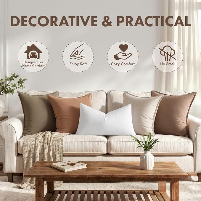 MIULEE 12x16 Inch Synthetic Down Alternative Pillow Insert | Decorative Throw Pillow 12 x 16 Inch Body Bed Sleeping Ultra Soft Fluffy Form for Sofa Couch Bed