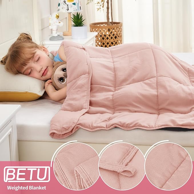 Weighted Blanket 3lbs, 36"x48", Cooling Heavy Throw Blanket for 20-40lbs, Microfiber Soft Big Blankets Weighted Comforter, Pink