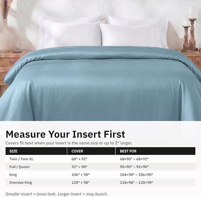 California Design Den Cotton Sateen Full/Queen Comforter Cover, Sky Blue | Duvet Cover Only, Comforter Not Included, Backed by Good Housekeeping Seal, Button Closure & Corner Ties