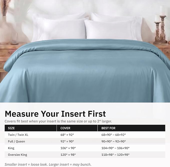 California Design Den 100% Cotton Sateen King Comforter Cover, Sky Blue | Duvet Cover Only, Comforter Not Included, Backed by Good Housekeeping Seal, Button Closure & Corner Ties