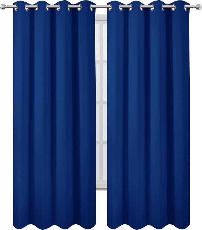 Blackout Curtains 66 x 84 inch/Royal Blue Curtains Set of 2 Panels/Thermal Insulated Room Darkening Bedroom Curtains