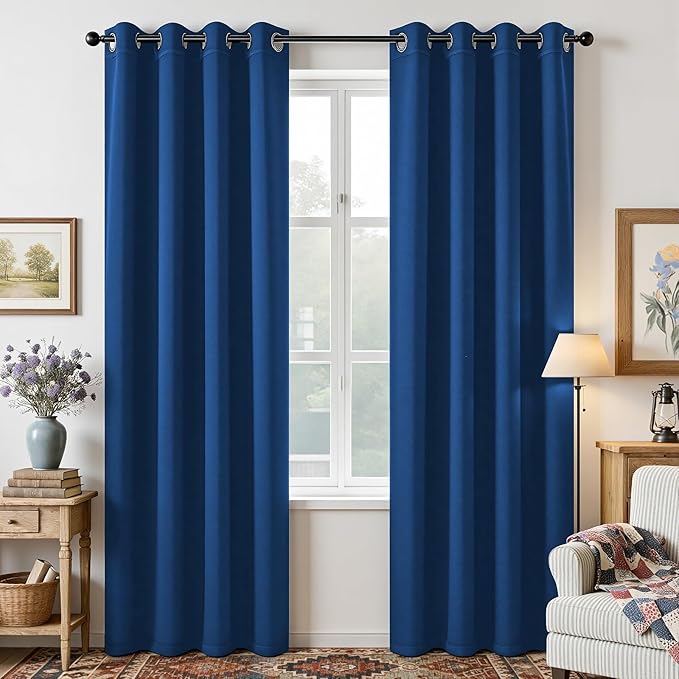 Joydeco Blackout Curtains 84 inches Long 2 Panels Set, Thermal Insulated Long Curtains & Drapes 2 Burg, Room Darkening Grommet Drapes for Bedroom Living Room Windows (W42 x L84 Inch, Royal Blue)