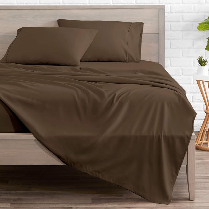 Bare Home Twin XL Sheet Set - 1800 Ultra-Soft (Twin XL, Cocoa) | Deep Pockets 6 to 15 Inches, Breathable, Hypoallergenic, Hotel Luxury, Easy Fit, Soft, All-Season