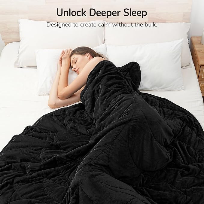 Weighted Blanket for Adults, 15 lbs, 60" x 78", washable Blankets, Black | Soft Queen Size Heavy Blanket, Large Weighted Blankets with Glass Beads for Stress Relief and Sleep Promotion