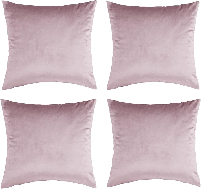 GIGIZAZA Velvet Blush Pink Throw Pillow Covers Decorative Cushion Covers Pillow Cases Sham for Sofa Couch (18x18inch(45x45cm)-4pcs, Blush Pink)