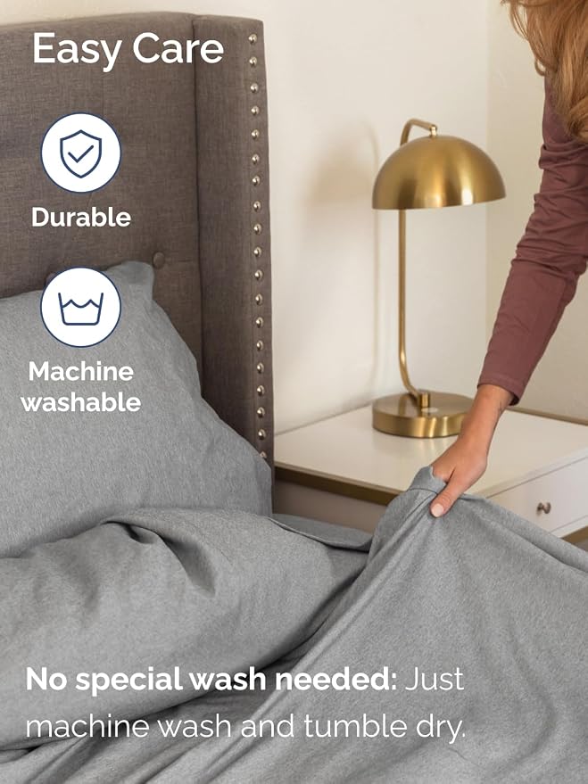 Extra Deep Full Sheet Set - 6 Piece Breathable & Cooling - Heathered Grey | Hotel Luxury Bed Sheets Set, Easy & Secure Fit, Ultra-Soft, Wrinkle & Fade Free, Comfy Sheets Set with Extra Deep Pockets