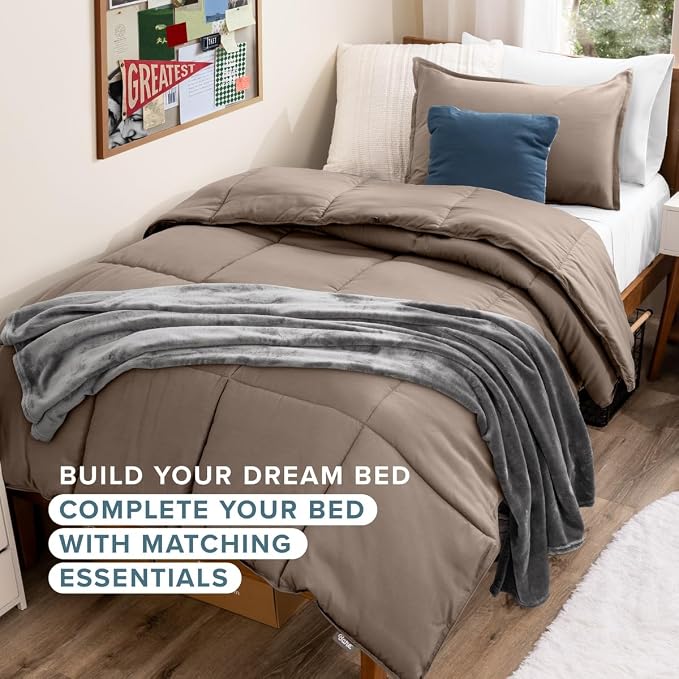 Bare Home Twin XL Sheet Set - 1800 Ultra-Soft (Twin XL, Taupe) | Deep Pockets 6 to 15 Inches, Breathable, Hypoallergenic, Hotel Luxury, Easy Fit, Soft, All-Season