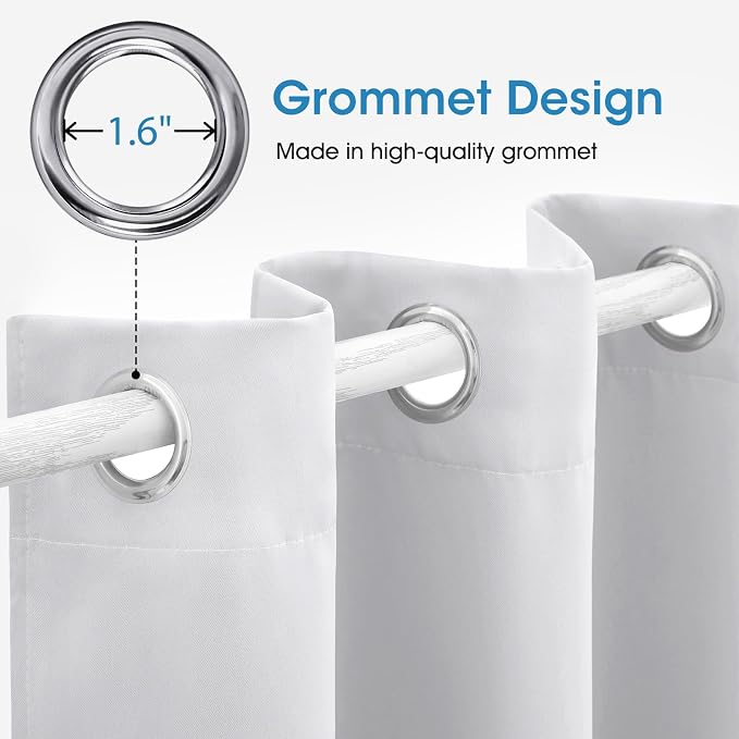 HOMEIDEAS Greyish White Blackout Curtains for Bedroom 52 X 84 Inch Long 2 Panels Set Room Darkening Curtains/Drapes, Soundproof Thermal Grommet Window Curtains for Living Room (Pack of 2)
